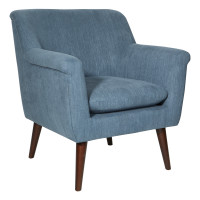 OSP Home Furnishings BP-DANAC-F45 Dane Accent Chair in Blue Steel Fabric with a Dark Coffee Finish Legs